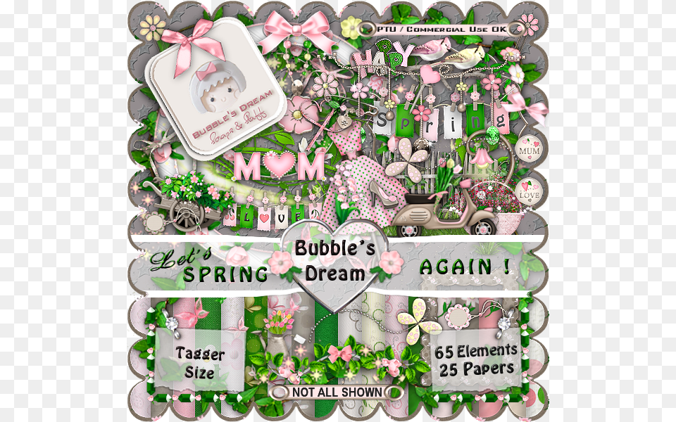 Spring Again Scrapkit Tagger Sizecu Ok, Art, Collage, Birthday Cake, Cake Free Png Download