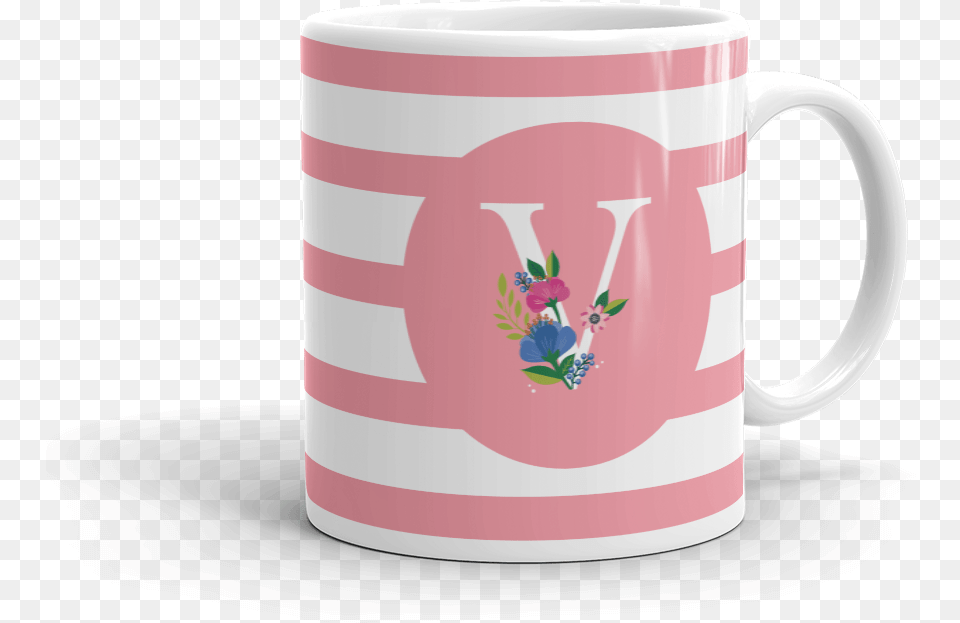 Spring Blossom Letter V Mug H Letter Mug, Cup, Beverage, Coffee, Coffee Cup Free Png Download