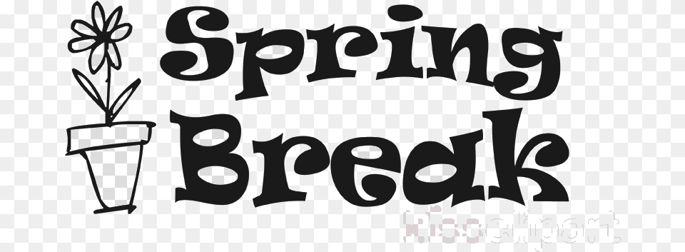 Spring Break Clip Art Black And White Clipart Lent Spring Break Word Art, Potted Plant, Lighting, Plant, Pottery Free Transparent Png