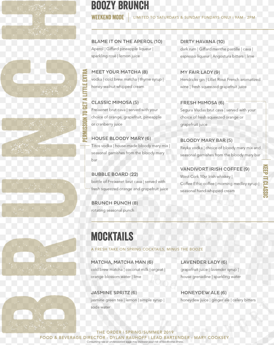 Spring Brunch Menu 19 Final Indv Artboard, Advertisement, Poster, Text Png