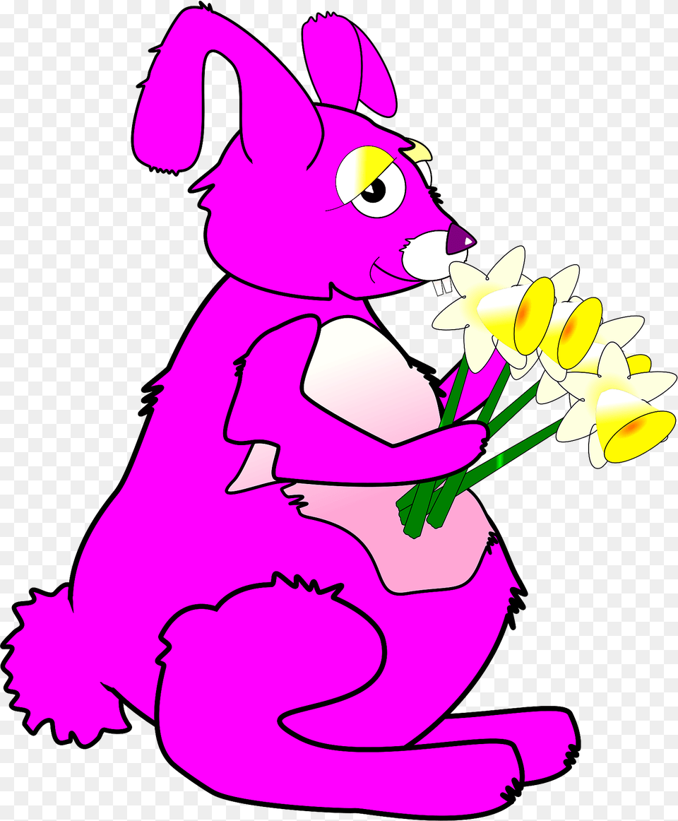 Spring Bunny Clipart, Baby, Person, Cartoon, Flower Png