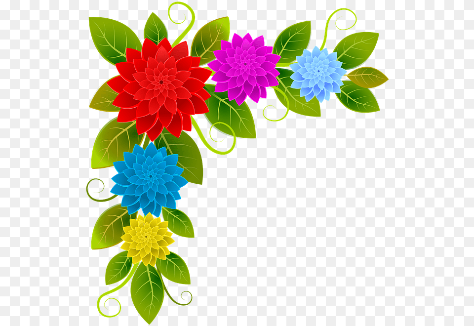 Spring Flower Clip Art Corner, Dahlia, Floral Design, Graphics, Pattern Free Png Download