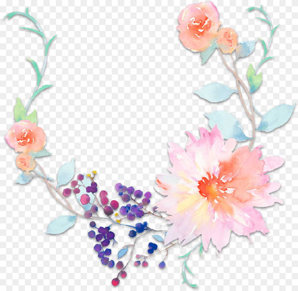 Spring Flower Watercolor Colorful Flowercrown Bloom Transparent Flower Crown Design Watercolor, Art, Floral Design, Graphics, Pattern Png Image
