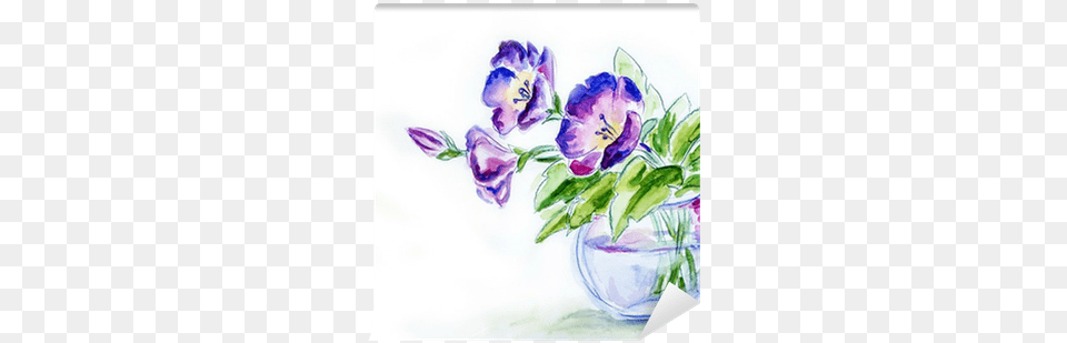 Spring Flowers In Vase Watercolor Illustration Wall Obraz Niebieski Kwiat 33 X 24 Cm, Flower, Plant, Art, Flower Arrangement Free Png