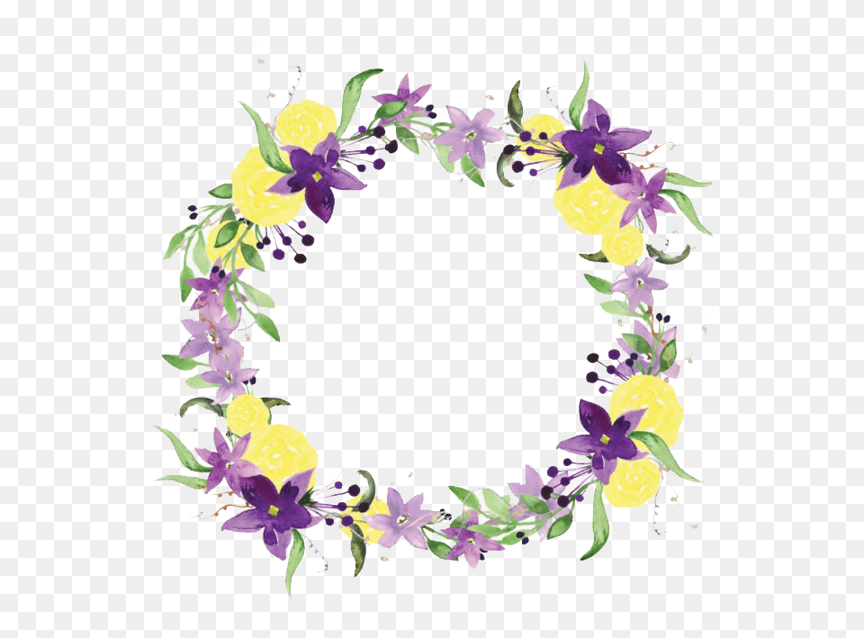 Spring Flowers Jpg Transparent Purple And Yellow Flowers Border, Art, Floral Design, Flower, Flower Arrangement Free Png Download