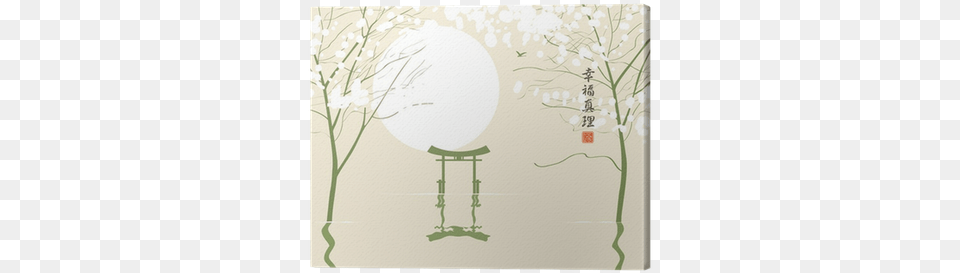 Spring Landscape In The Style Of Chinese Watercolor Picture Frame, White Board, Gate, Torii Png Image