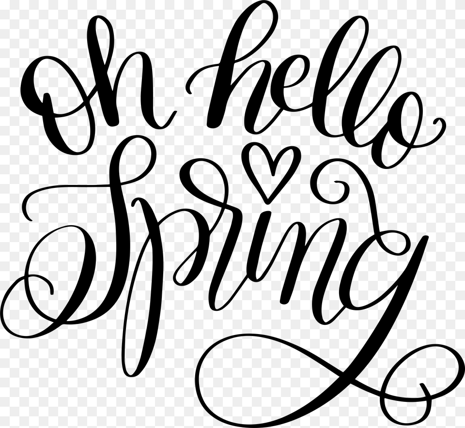 Spring Line Clipart Hello Spring Transparent, Gray Free Png Download