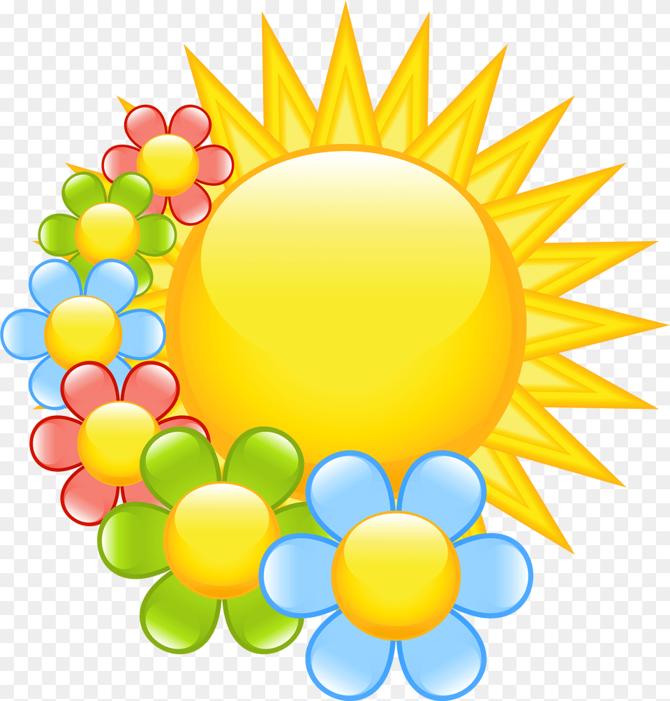 Spring Sun With Flowers Clipart M Sunshine Cliparts, Balloon, Nature, Outdoors, Sky Png