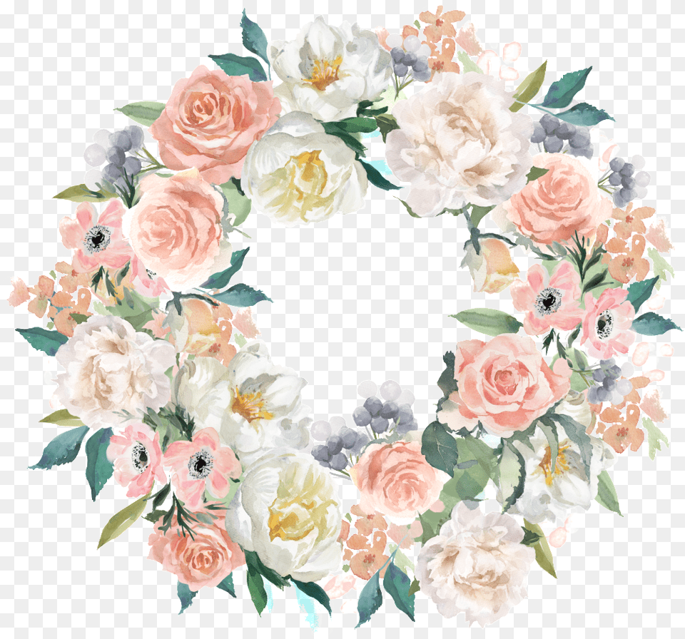 Spring Wreath Decorative Border Watercolor Painting Spring Wreath, Flower, Plant, Rose Free Png Download