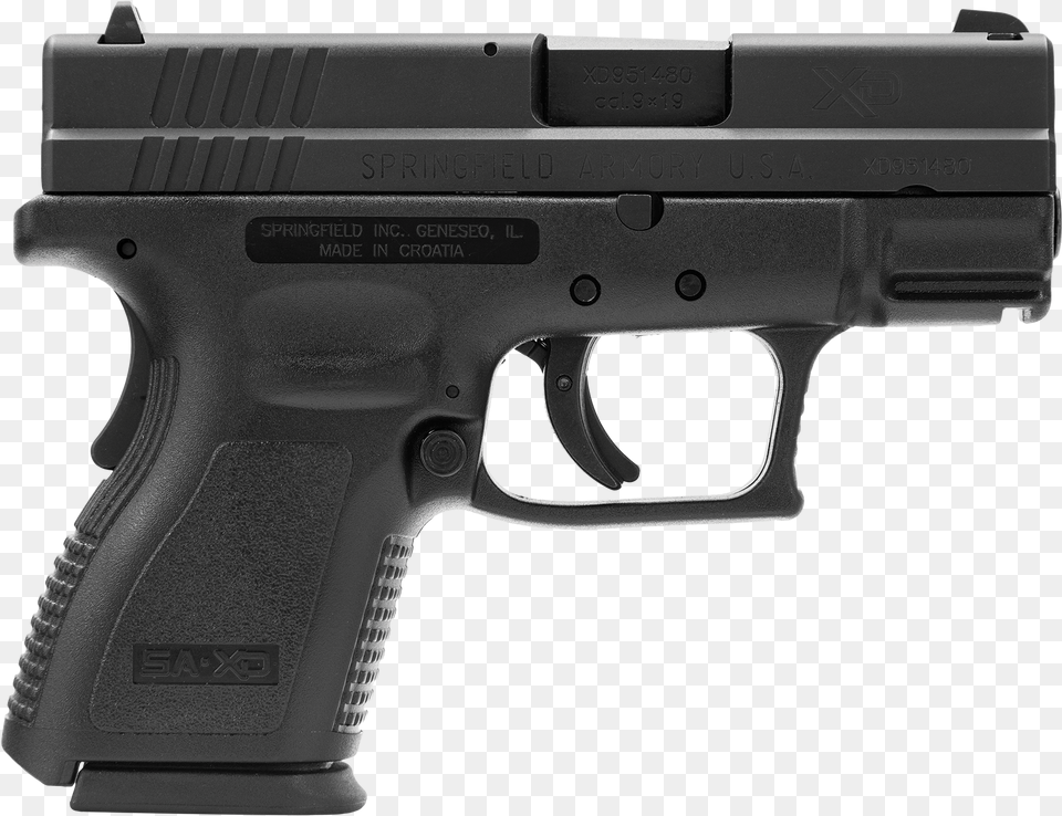 Springfield Armory Xd9801sp06 Xd Sub Compact 9mm Glock 43 Gen, Firearm, Gun, Handgun, Weapon Free Png