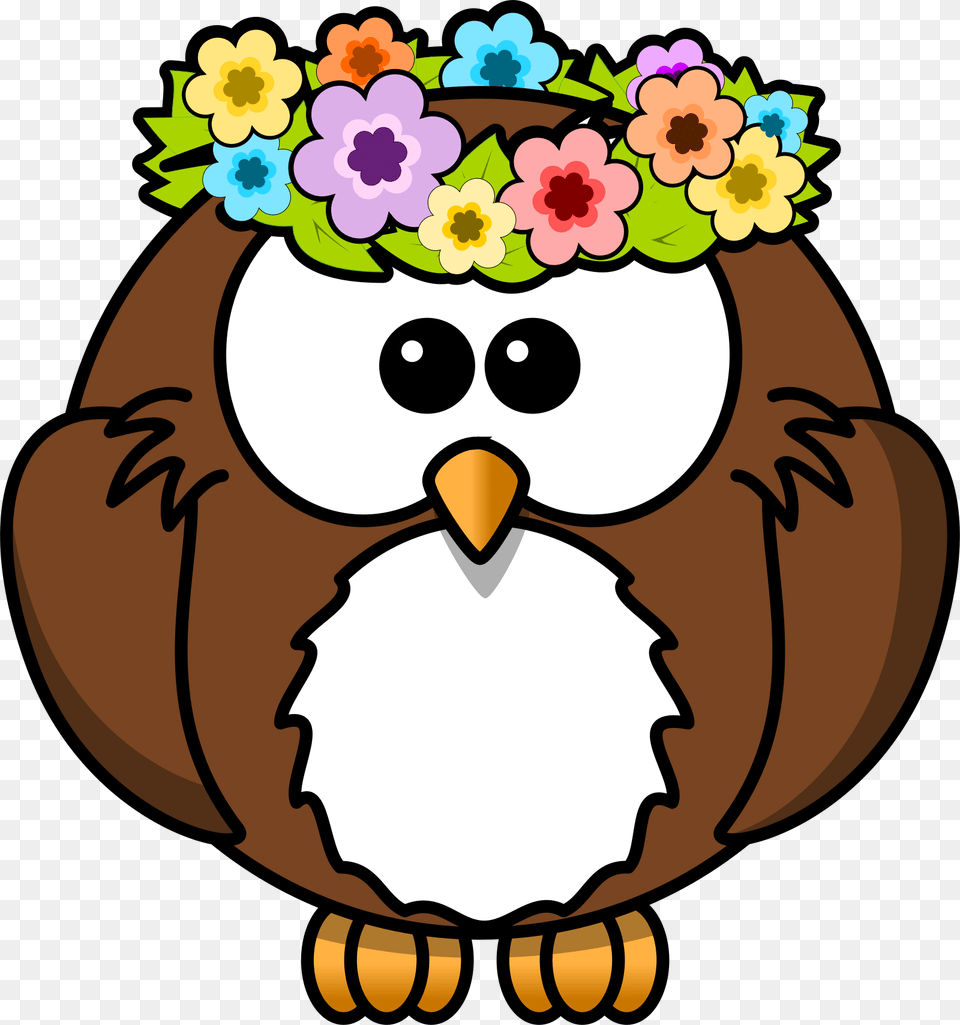 Springtime Animals And Flowers Cartoon Owl, Food, Fruit, Plant, Produce Free Png Download