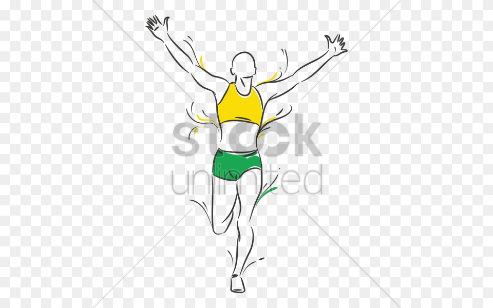 Sprinter Running With Hands Up High Vector Image, Person, Clothing, People, Shorts Png