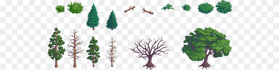 Sprite Sheet Example Tree Planting Rpg Maker Art Isometric Tileset, Green, Vegetation, Plant, Conifer Free Transparent Png