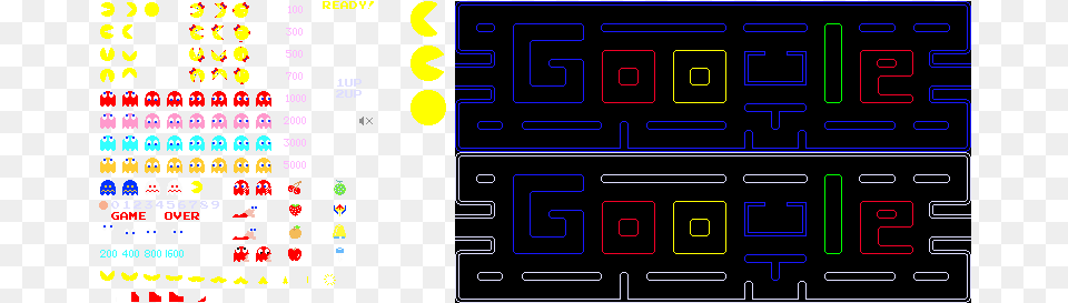 Sprites Used By The Pac Man Doodle Pacman Sprite Sheet, Scoreboard, Pac Man Free Png