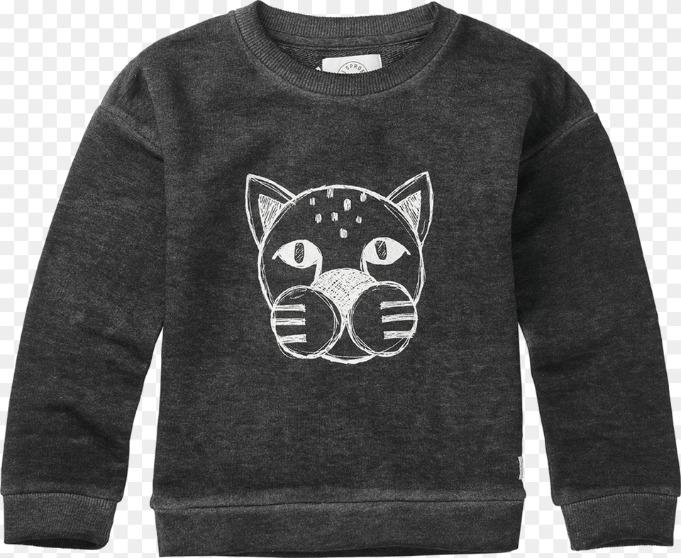 Sproet And Sprout Washed Black Panther Head Sweater Sproet Sprout Panther Head, Clothing, Hoodie, Knitwear, Sweatshirt Free Png