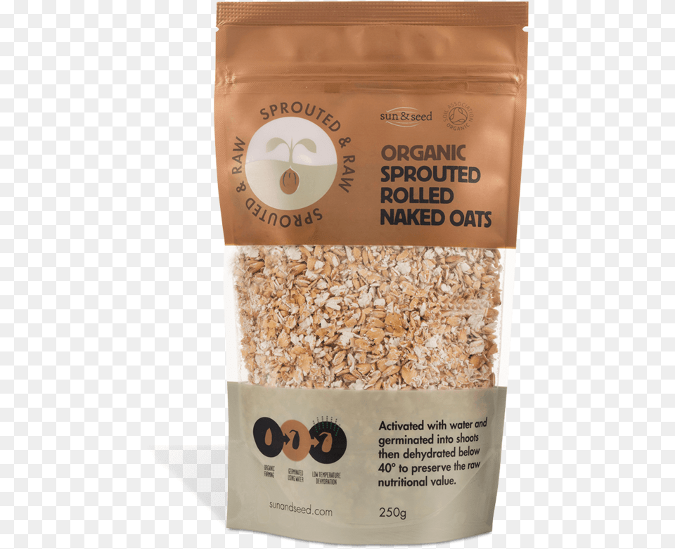 Sprouted Amp Raw Organic Rolled Naked Oats 250g Sun Amp Seed Organic Sprouted And Raw Naked Rolled, Food, Grain, Granola, Produce Free Png
