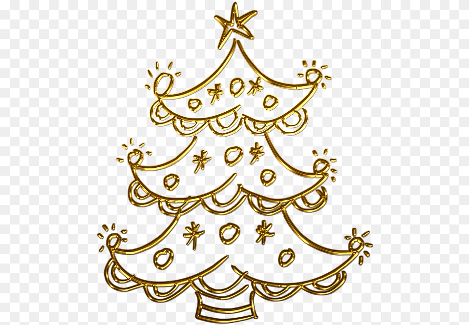 Spruce Christmas Tree Christmas Gold Golden Christmas Tree, Chandelier, Lamp, Christmas Decorations, Festival Free Png