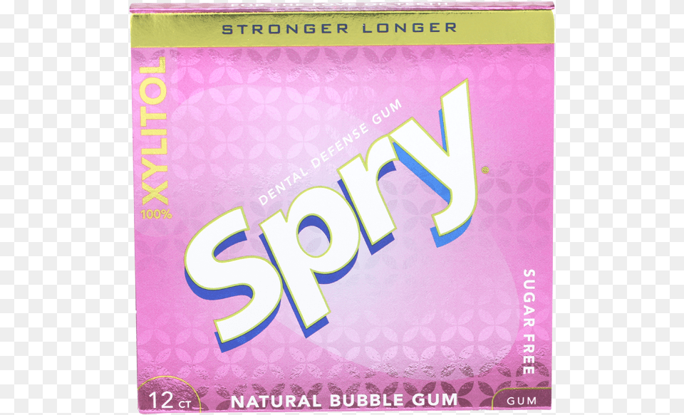 Spry Chewing Gum Bubble Gum Spry Xylitol Gum Stronger Longer Bubble Gum, Purple, Advertisement, Book, Publication Free Png