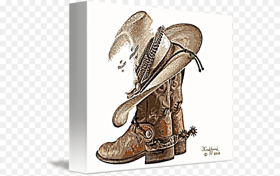 Spurs Drawing Painting Transparent Clipart Cowboy Boot, Clothing, Hat, Footwear, Shoe Free Png Download
