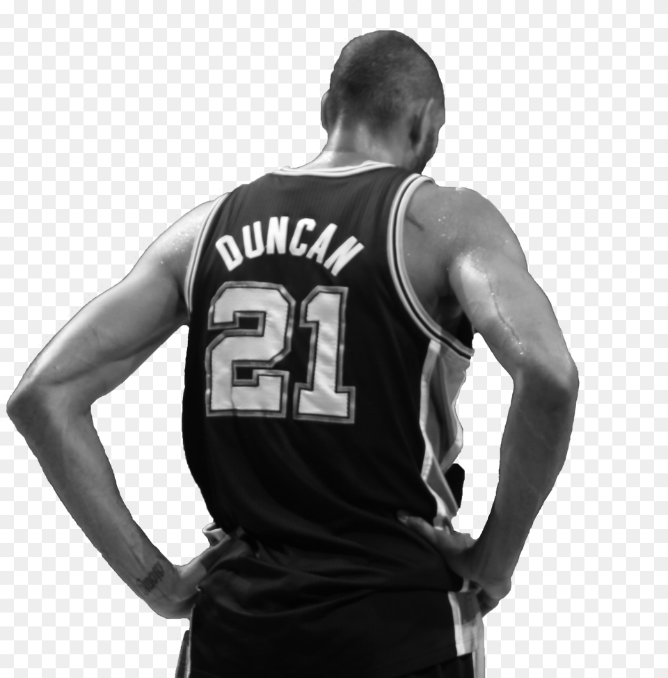 Spurs Prepare For Post Tim Duncan Black And White, T-shirt, Back, Body Part, Clothing Png