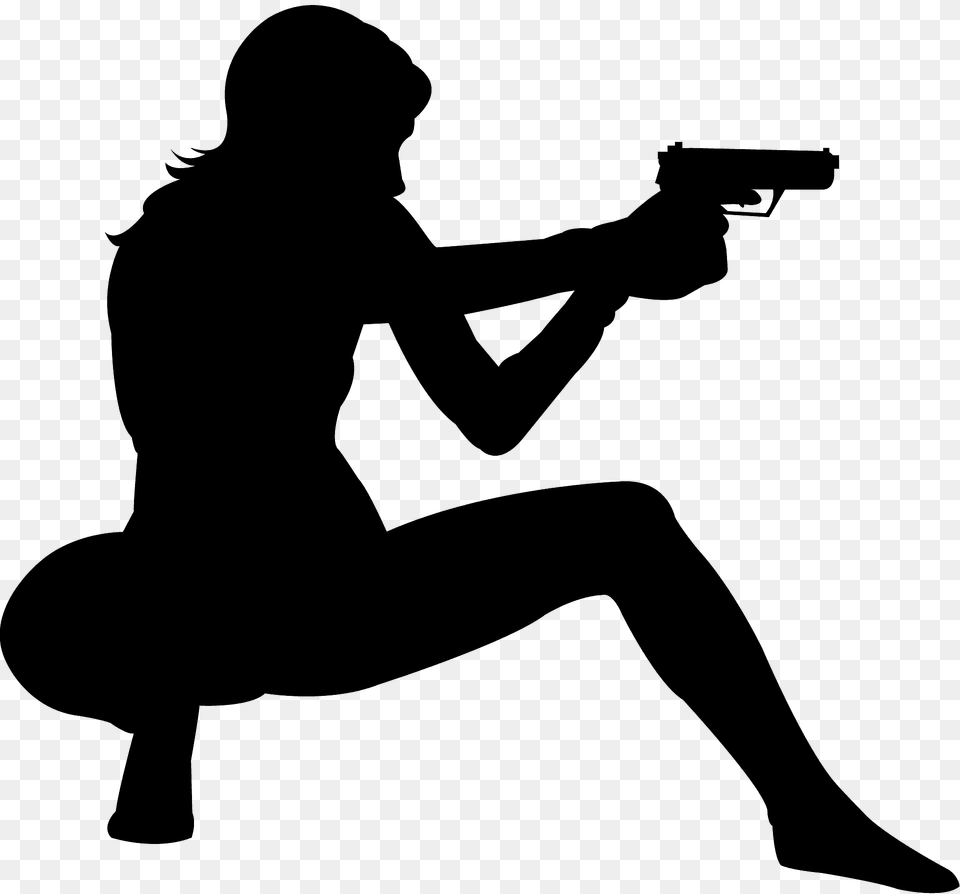 Spy Girl Silhouette, Firearm, Weapon, Gun, Handgun Png