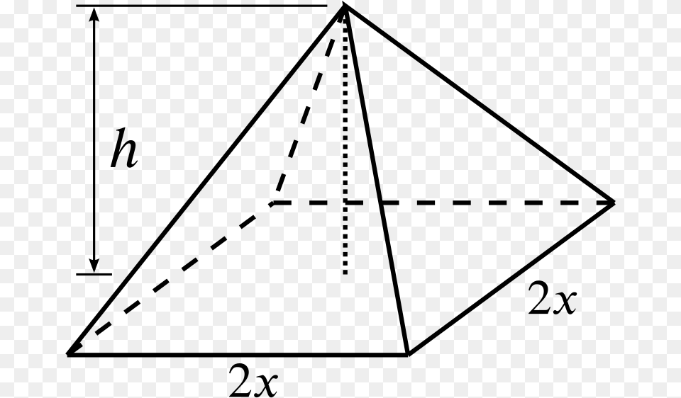 Square Based Pyramid With Base Side Length 2 X And Triangle, Gray Png