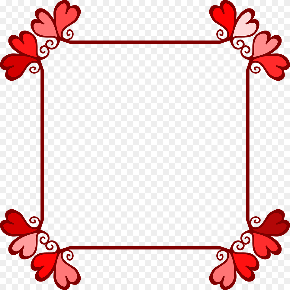 Square Border With Heart Corners Clipart, Art, Floral Design, Graphics, Pattern Png Image