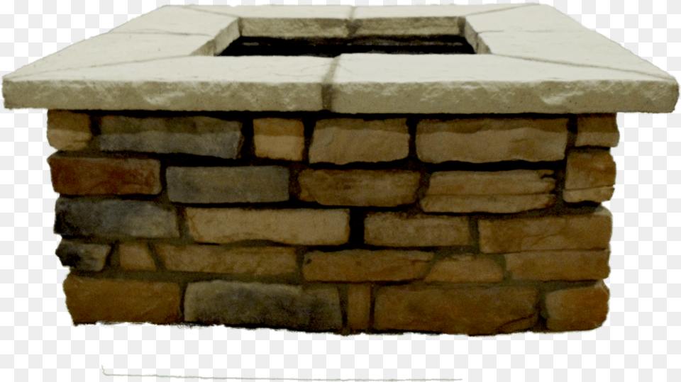 Square Custom Stone Fire Pit Square Ledge Stone Fire Pit, Brick, Path, Walkway, Fireplace Png