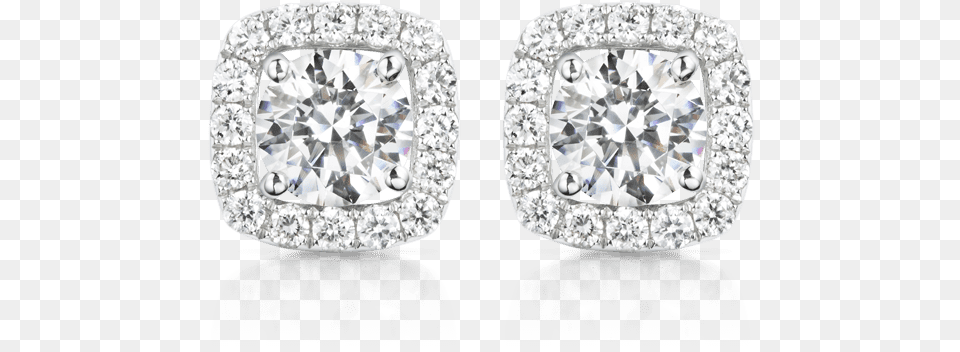 Square Diamond Halo Earrings, Accessories, Earring, Jewelry, Gemstone Free Transparent Png