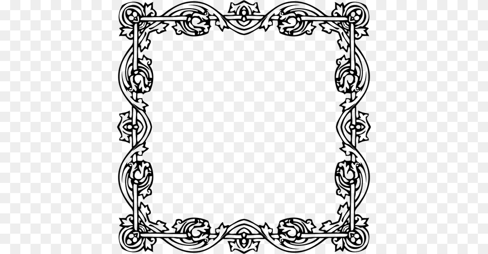 Square Flowery Frame, Gray Free Transparent Png