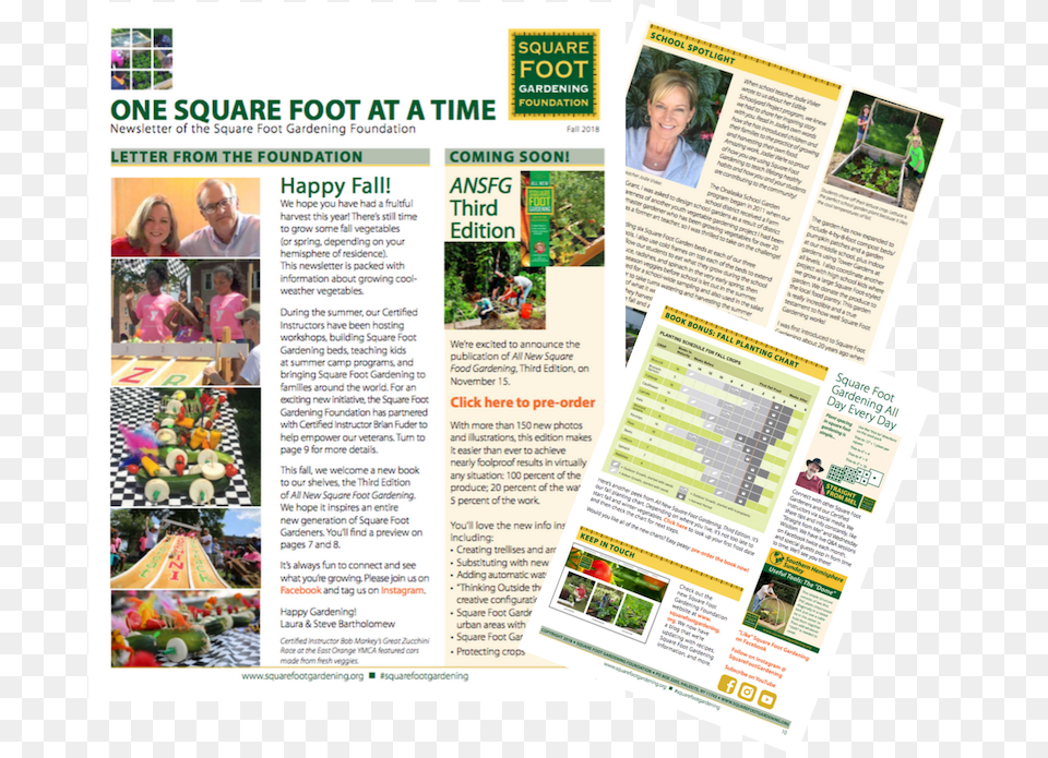 Square Foot Gardening Foundation Fall 2018 Newsletter Newsletter Gardening, Advertisement, Poster, Person, Face Free Png Download