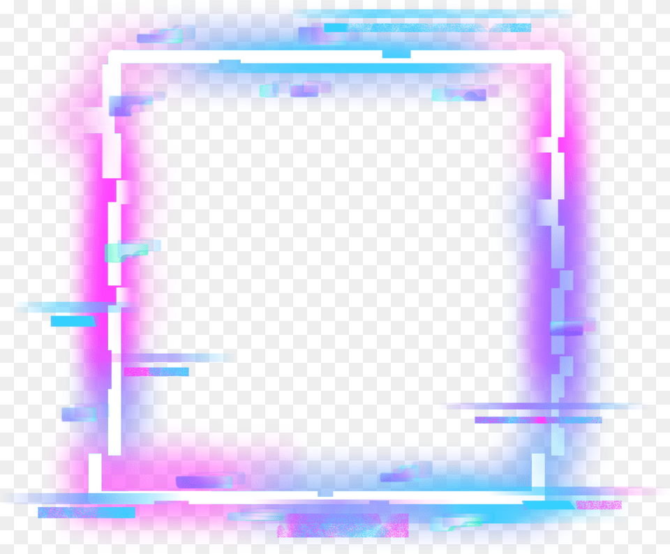 Square Glitch Border Neon Error Geometric Frame Glitch Error Overlay, Light Free Png