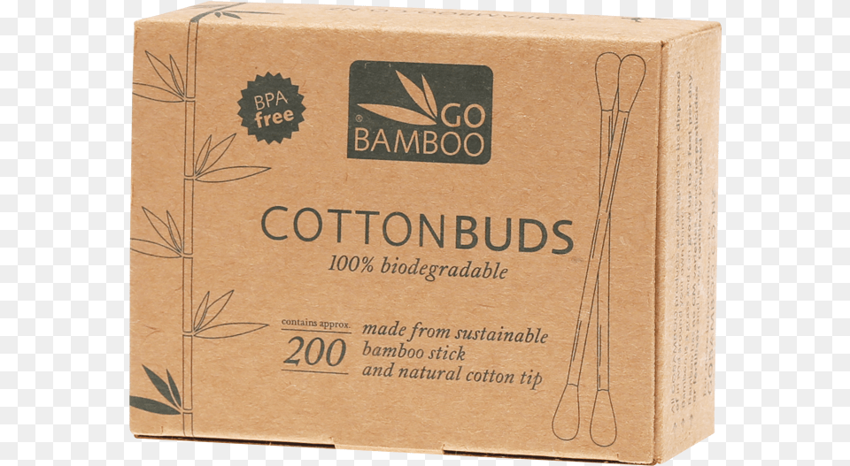 Square Go Bamboo Cotton Buds, Box, Cardboard, Carton, Package Png Image