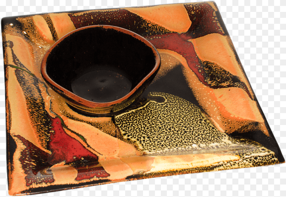 Square Handmade Pottery Chip And Dip Earthenware, Food, Meal, Dish, Art Png Image