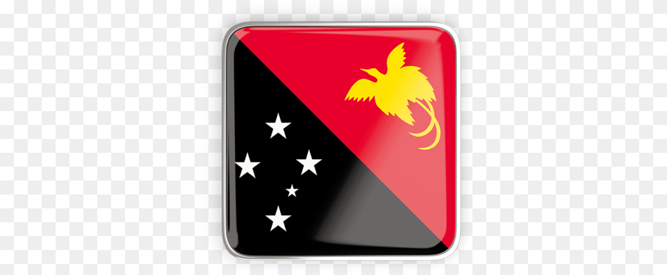 Square Icon With Metallic Frame Papua New Guinea Flag, Emblem, Symbol Free Png Download