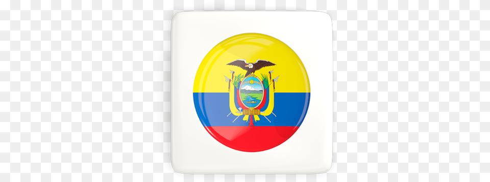 Square Icon With Round Flag Ecuador Flag, Logo, Frisbee, Toy, Animal Png Image
