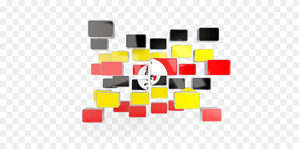 Square Mosaic Background Illustration Of Flag Of Uganda, Art Png