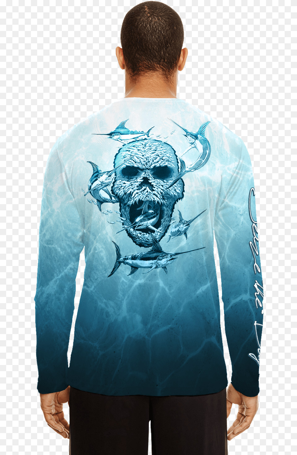 Squid Bait Ball Water Skull, T-shirt, Clothing, Sleeve, Long Sleeve Png Image