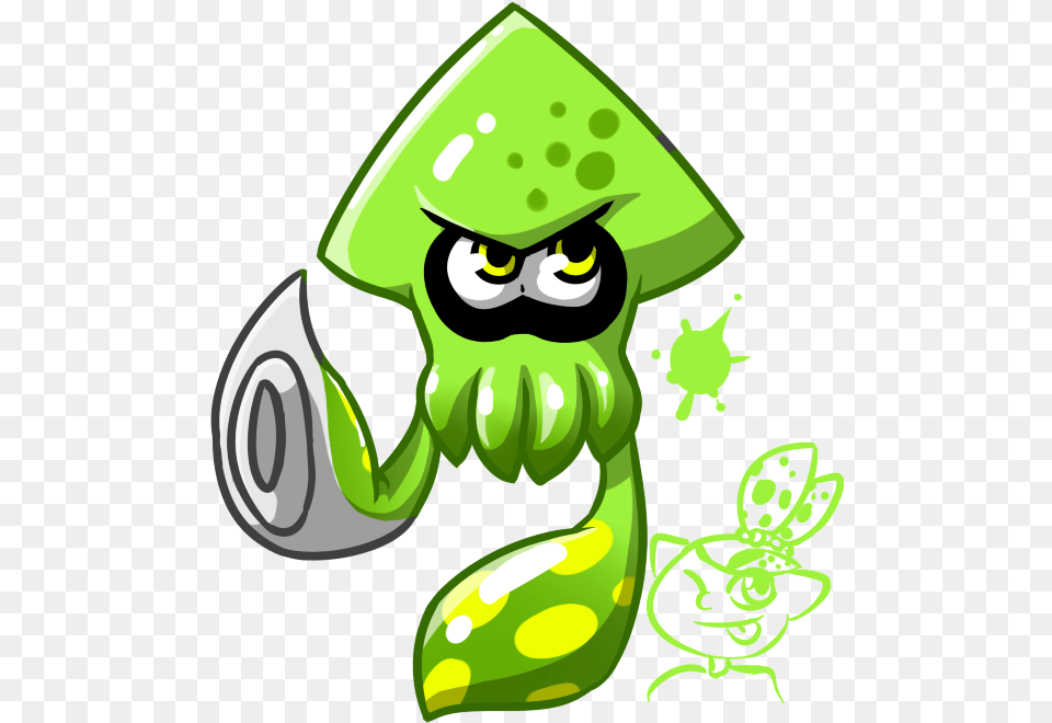 Squid Clipart Splatoon Anime Splatoon 2 Squid, Green, Art, Graphics, Amphibian Png