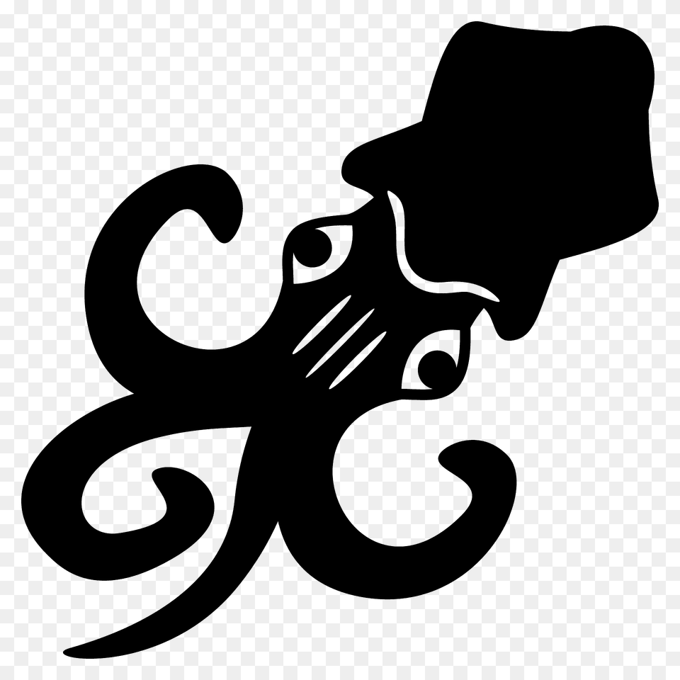 Squid Emoji Clipart, Silhouette, Animal, Sea Life Png Image