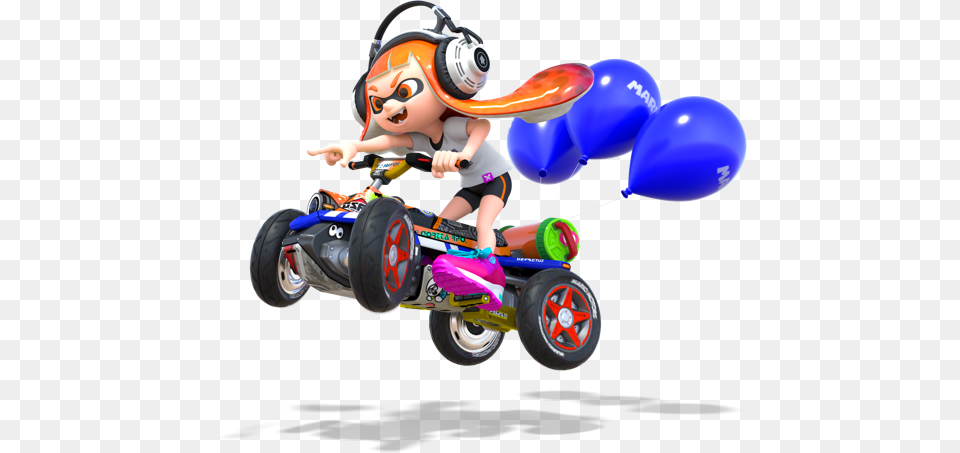 Squid Girl On Kart Nintendo Mario Kart Mario Kart, Baby, Transportation, Person, Vehicle Free Png