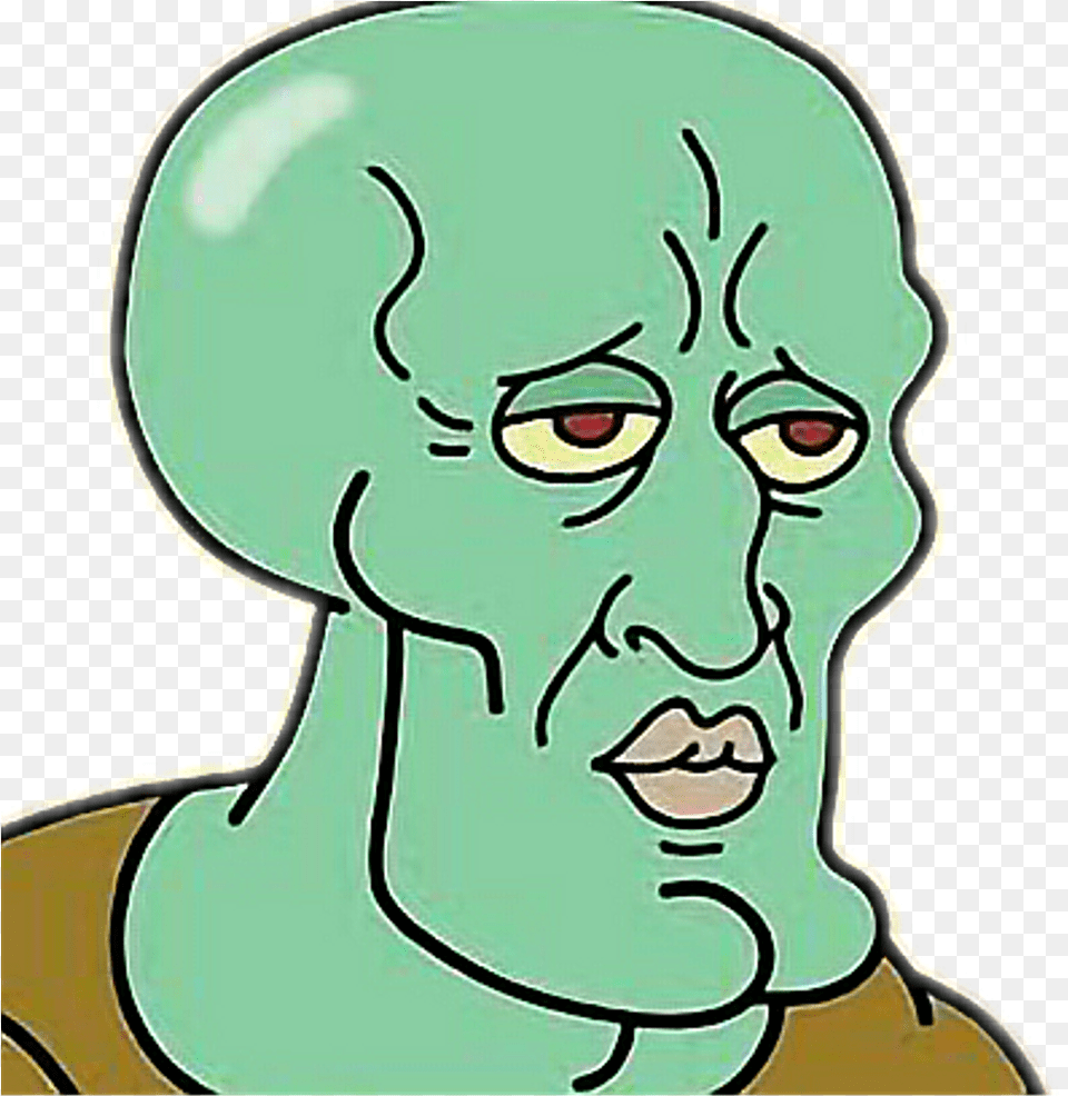 Squidward Meme Sticker By Jacob5782 Episode Of Spongebob When Squidward Is Handsome, Baby, Person, Alien, Head Free Png