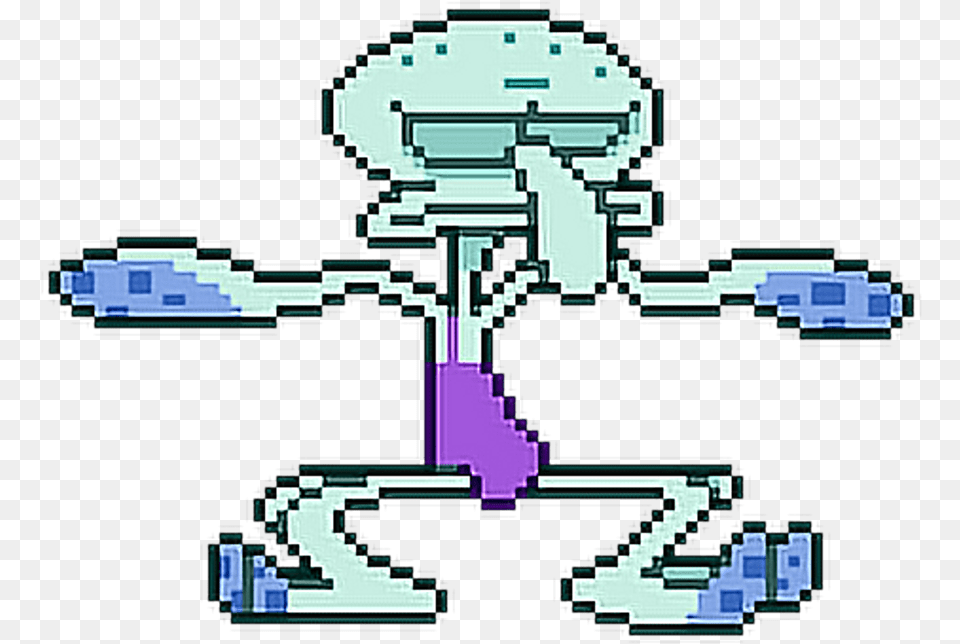 Squidward Spongebob Pixel Character Funny Freetoedit Squidward Dancing Gif, Electronics, Hardware Free Png