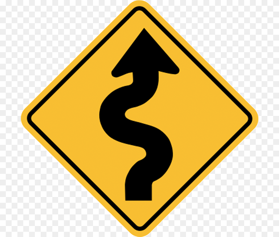 Squiggly Arrow Sign Meaning Clipart Download Road Curves Ahead Sign, Road Sign, Symbol Free Transparent Png