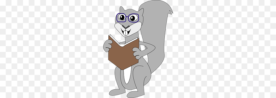 Squirrel Person, Reading, Cartoon Png Image