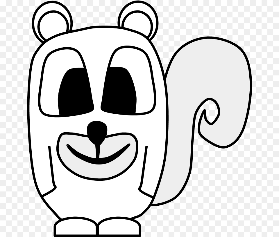 Squirrel Big Eyes Black And White Cartoon Animal Line Art, Stencil Free Png