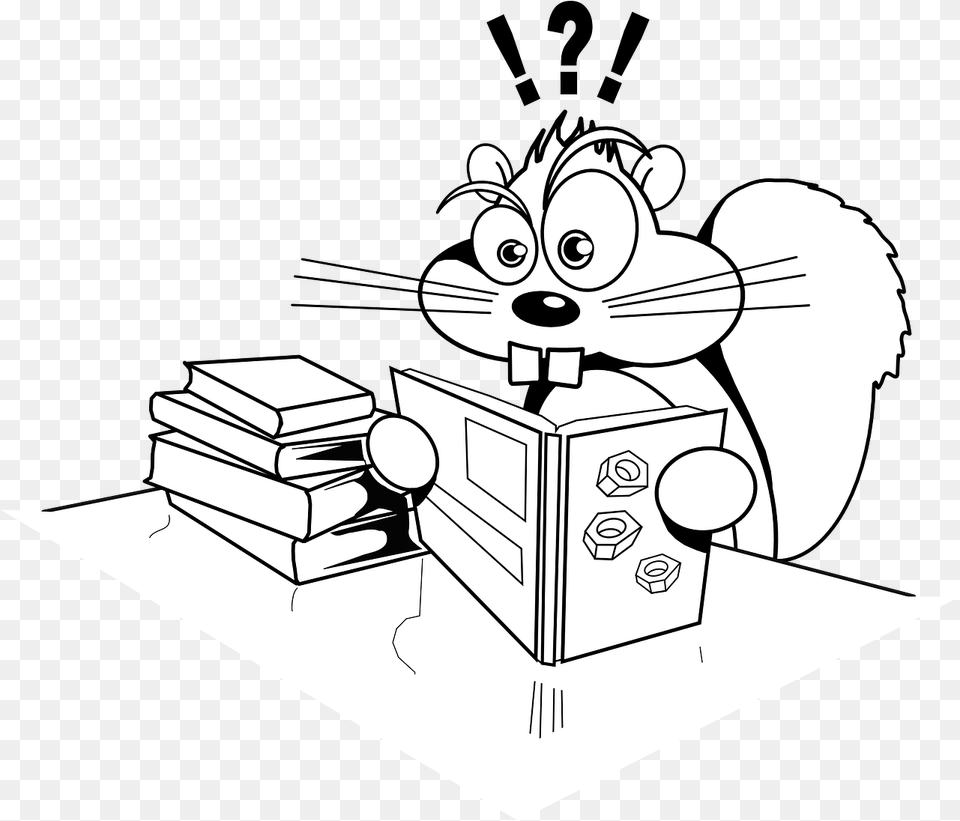 Squirrel Brain Dr Sarah Lobisco Animal Reading Clipart Black And White, Art, Book, Publication, Drawing Free Png