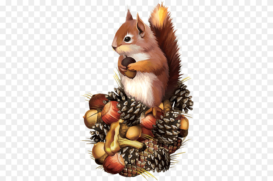 Squirrel Fall Clip Art Vintage Autumn Clip Art, Food, Nut, Plant, Produce Png Image