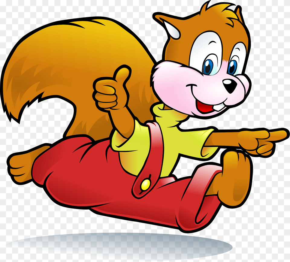 Squirrel In Red Overalls Clipart, Cartoon Png