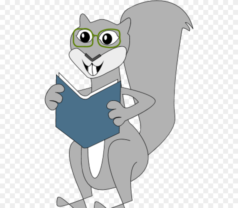 Squirrel Reading A Book Squirrel Clip Art, Person, Cartoon, Pet, Mammal Png